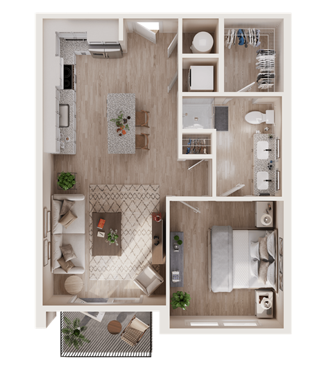 A1- One Bed / One Bath. The Easley. Rock Hill, SC.